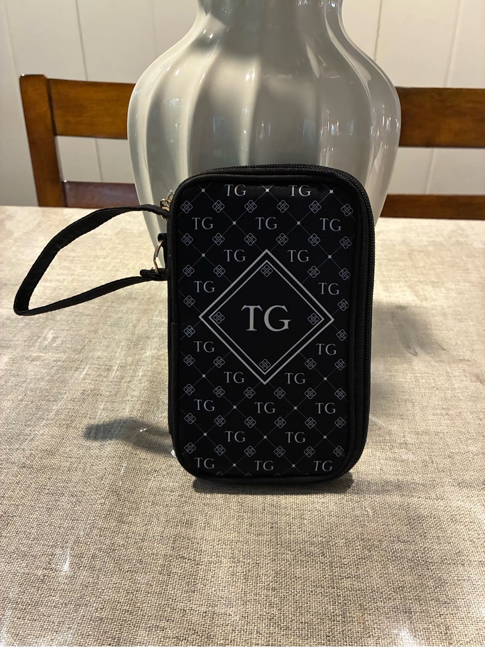 TG Monogram Black Travel Wristlet Pouch